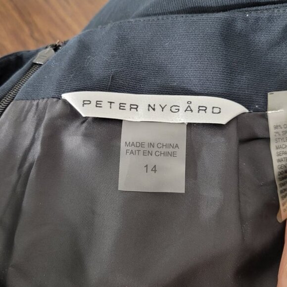 Peter Nygard Black Classic Cotton-Blend Knee-Length A-Line Business Skirt Sz 14 - Picture 2 of 9